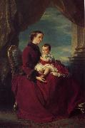 Franz Xaver Winterhalter The Empress Eugenie Holding Louis Napoleon, the Prince Imperial on her Knees oil painting